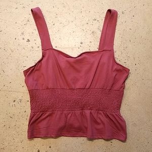 Express mauve smocked tank with elastic ba…